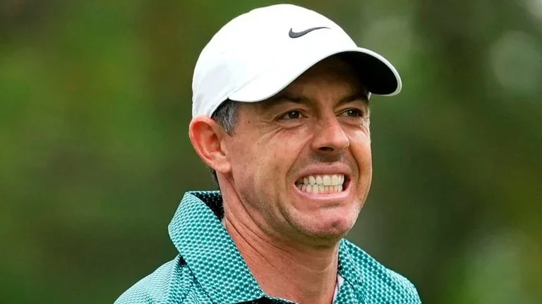 Rory McIlroy, of Northern Ireland, hits from the third tee during third round of the Truist Championship golf tournament at Quail Hollow